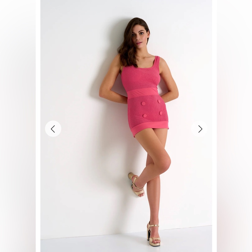NWT Shan Dahlia Textured Women’s Pink Barbiecore Swim Dress